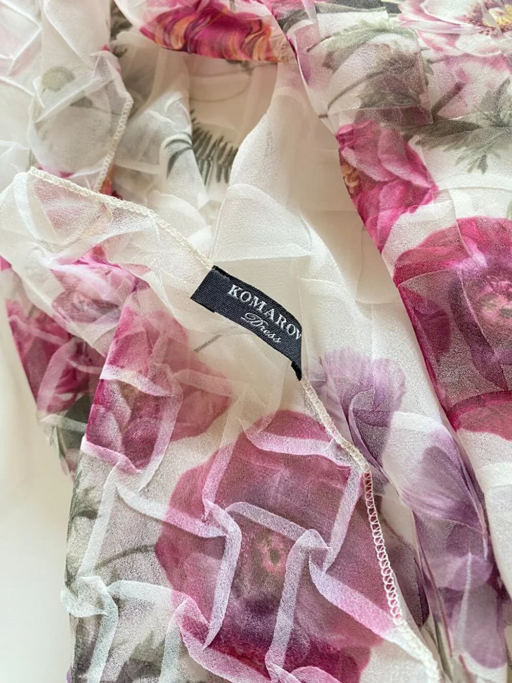 Komarov Shawl Diamond Texture Floral Oblong Sheer Scarf 22